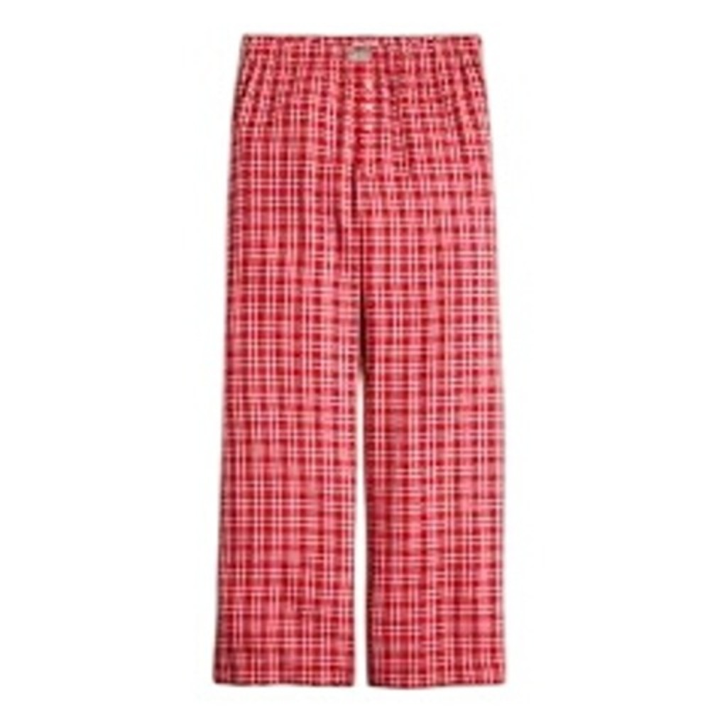 J.Crew Pajama Pants Women XL Red Plaid Excellent Cotton Modal BU655 HOL23